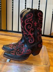 Red And Chocolate Brown Boots