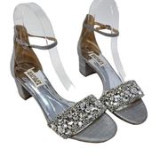 Badgley Mischka Liz Jeweled Crystal Ankle Strap D-Orsay Open Toe Sandals Size 9