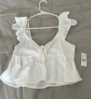 White Ruffle Tank Top