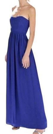 Parker Bayou Cobalt Blue Silk Strapless Maxi Dress