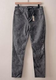 Express NWT Faux Leather Ankle Pants Size 4R Washed Black Vintage