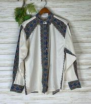 Vintage Wrangler Western Wear for Women Geometric Southwestern Rodeo Button Down