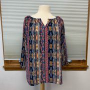 S // Peach Love California colorful patterned blouse