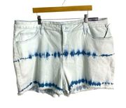 Ava & Viv denim jean shorts tie dye no gap waistband white blue bottom Sz 24W