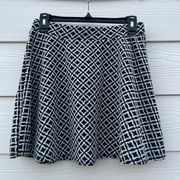 Black and White Diamond Pattern Skater Skirt