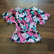 Jaclyn Smith Vintage Peplum Top Floral 16