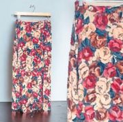 Carole Little Womens Maxi Skirt Size Medium Pink Floral Retro Aline Pleated