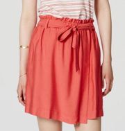 NWT Ann Taylor  High Rise Paperbag Tie Waist Faux Wrap Skirt Coral Boho L