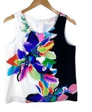 Amanda Uprichard Revolve Floral Watercolor Silk Wide Strap Tank Top-Medium