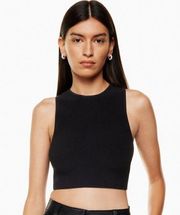 Babaton Aritzia Sculpt Knit Racer Cropped Tank Black Size Medium