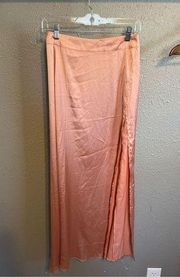 Naked Wardrobe Rose Pink Satin Side Slit Skirt Size Small