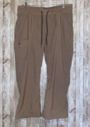 Women's Casual Columbia Brown Pull On Drawstring Waist Pants Size XL Capris Crop