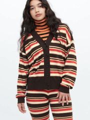 MARNI x Uniqlo Merino Blend Striped Oversized Cardigan in Dark Brown