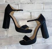 POUR LA VICTOIRE Yvette Black snakeskin Platform Sandals Size 10