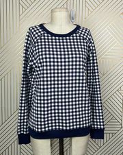 Draper James Natalie Sweatshirt in Nassau Navy Multi Gingham Size US Small