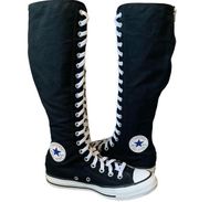 Converse CTAS XXHi Zipper Black White Knee High Lace Up Sneaker Boot Womens 7