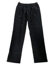 Adam Lippes Pants Womens 6 Solid Black Pleated Straight Leg Trousers Career