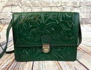 Patricia Nash Tooled Laurentina Green Adjustable Strap Purse Bag NWT Leather