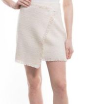 NWT LIKELY Jules Mini Skirt Faux Wrap Ivory Cream Tweed Knit High Waisted New 6