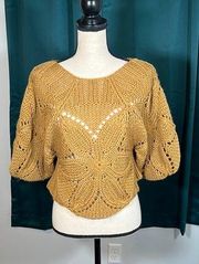 Ya Los Angeles Chunky Open Knit Sweater Size Large Mustard