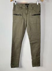 Sanctuary Olive Green Moto Style Skinny Pants Size 26