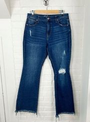 No Boundaries High Rise Distressed Denim Flare Jeans Size 11