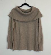 Joie | Brown Foldover Neckline Long Sleeve Wool Cashmere Sweater Size Small