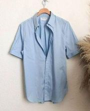 Alexander McQueen blue short sleeve button front size M