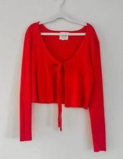 Anthropologie Twine and String red ribbed cropped sweater