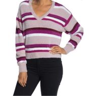 Splendid Striped Fuzzy V-neck Dolman Sweater NWT