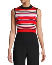 Elie Tahari Clover Sleeveless Sweater Black & Red Size L NWT $225