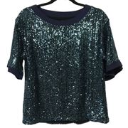 On‎ Twelfth Sequin Short Sleeve Blouse S