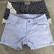 Taylor / Hot Kiss Womens Denim Shorts Bundle Cutoff 2 Pairs Blue Black Size 0