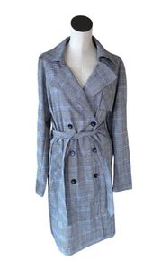 NWT Steve Madden BB Dakota Glen plaid trench coat Black Multi