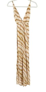 Indah X Revolve Womens River Triangle Zebra Print Plunge Wrap Maxi Dress Size S