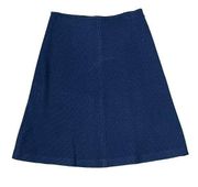 St. John Caviar Women's Mini Skirt Knitted Wool A-Line Side Zip Navy Blue Size 4