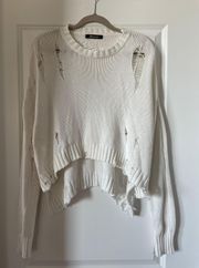 White Distressed Sweater