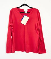 NWT  Red Basic V-Neck Long Sleeve Size 1X