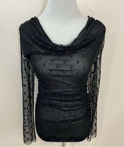 White House Black Market Y2K Sheer Mesh Polka Dot Top XS