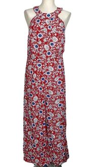 NWOT Loft Floral Red Halter Neck Jumpsuit