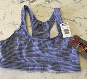 Champion NWT  Womens Sports Bra. Size Large. Blue and white pinstriped.