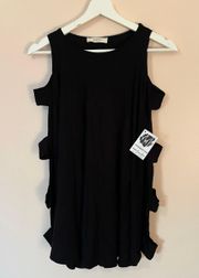 NWT  Black Cut-Out Sleeve Top Size Small