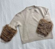 Shiela pullover Sweater With Fur Cuffs