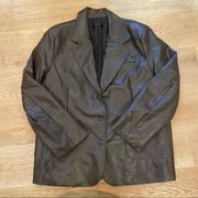 Storets Audrey Pleather Oversized Jacket in Dark Brown