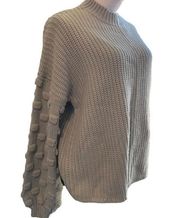 &MERCI Gray Chunky Knit Balloon Sleeves Oversized Relaxed Acrylic Sweater small