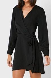 TopShop black tie wrap dress Side Tie Wrap long sleeve size 10