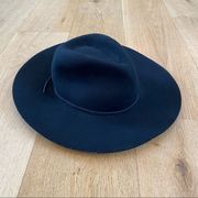 Lack Of Color Wide Brim Fedora in Black 100% Wool Size S