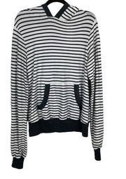 WildFox White and Gray Striped Hooide