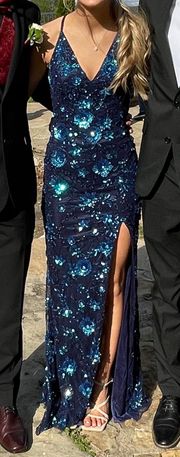 Mimis Prom Sequin Dark Blue Dress