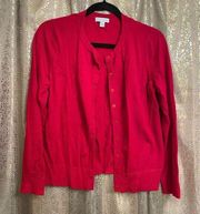 Charter Club Women’s Large Red Button Down Shirt Top Blouse Long Sleeve Nylon